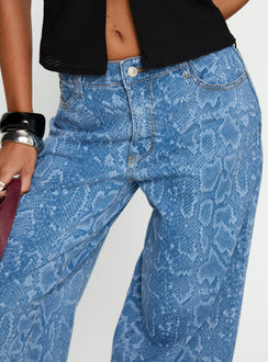 Spoken Truth Mid Rise Straight Leg Jeans Snake Blue Wash