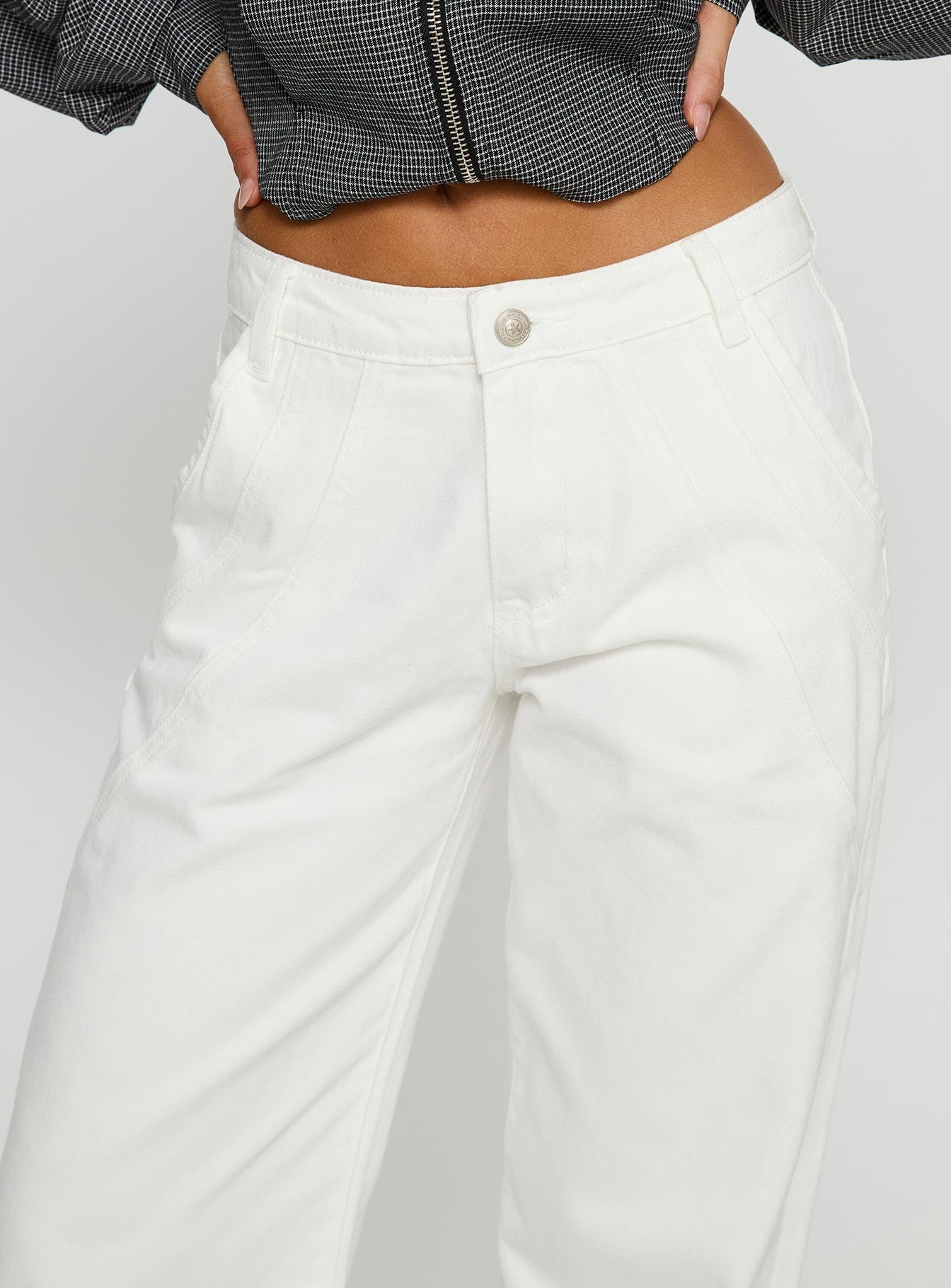 Reaper Mid Rise Baggy Jeans White