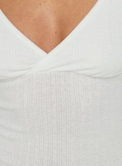 Mossie Crossover Pointelle Top White