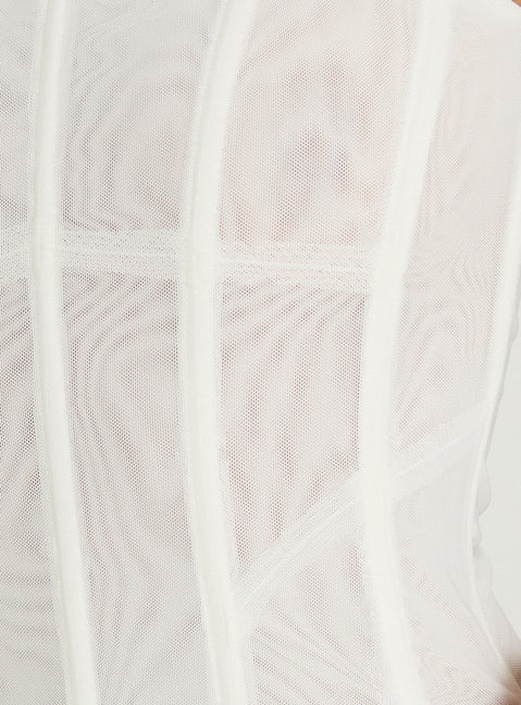 Oscuro Longline Mesh Corset Top White