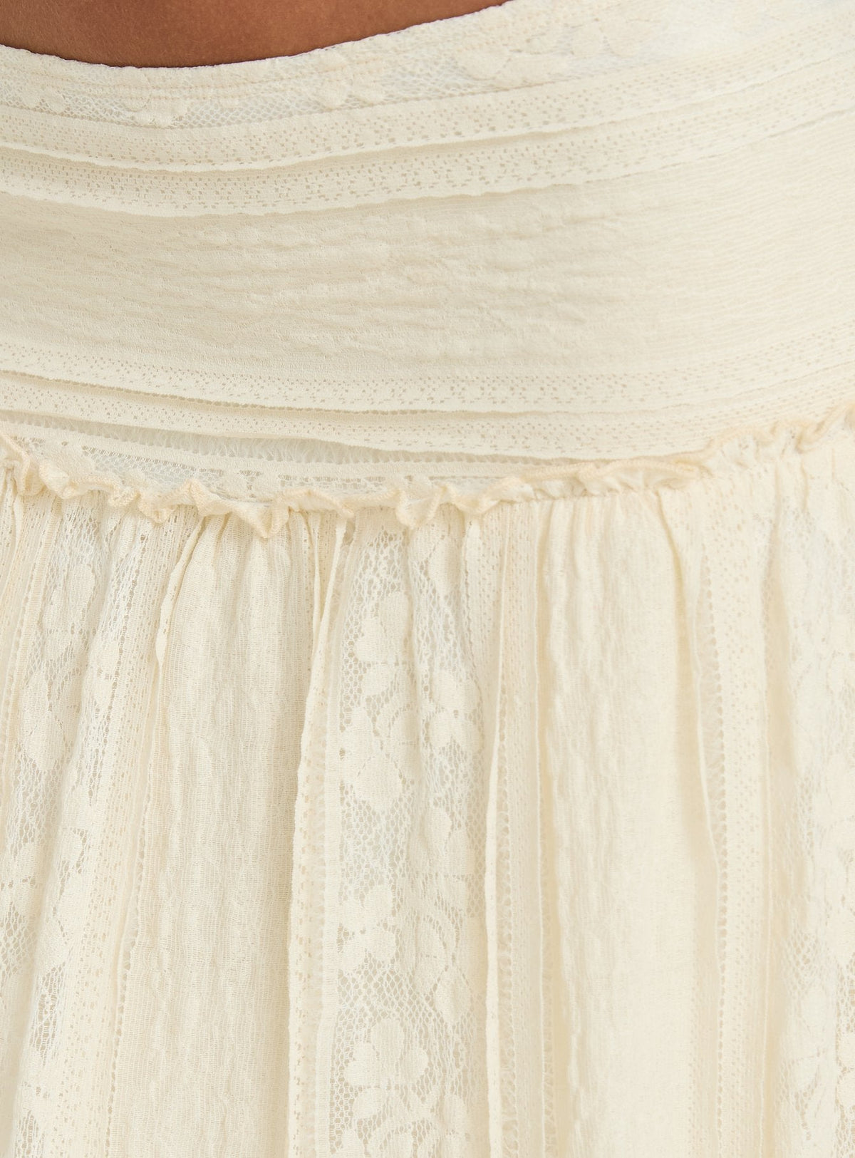 Odiana Lace Tiered Maxi Skirt Cream