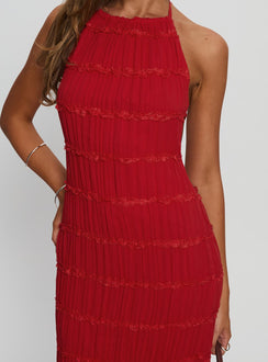 Klarissa Halter Maxi Dress Red