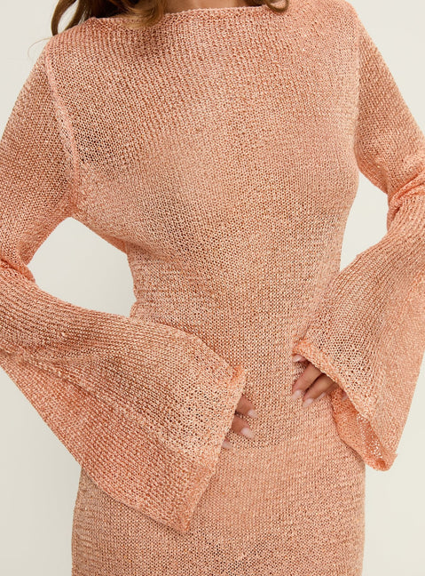 Saidee Long Sleeve Knit Mini Dress Orange