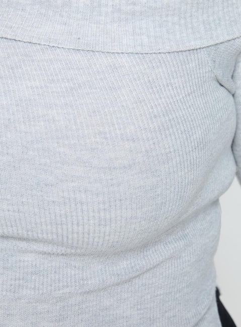 product Princess Polly Full Sleeves Boat Neck  Sina Off The Shoulder Top Grey Curve