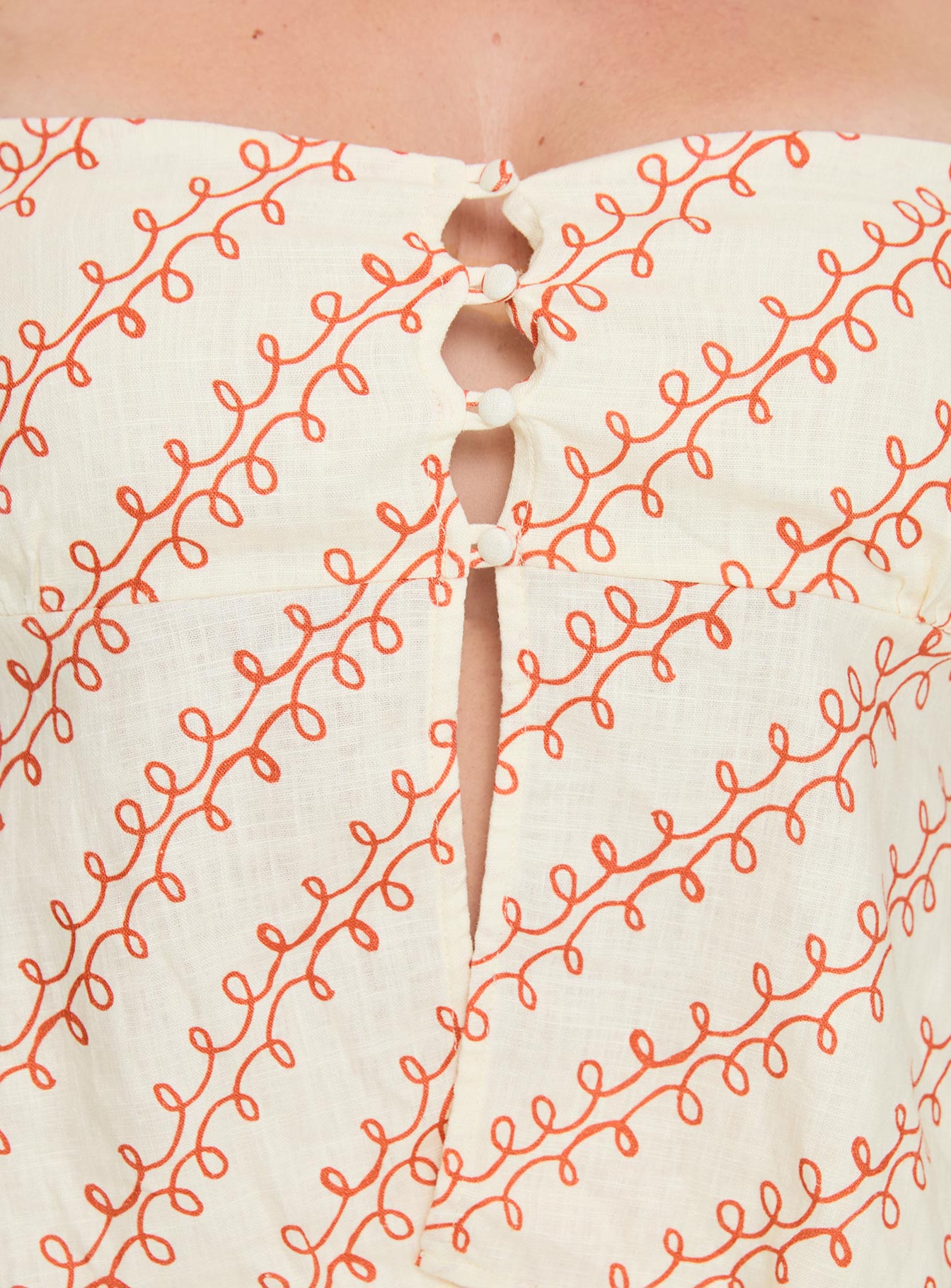 product Princess Polly Passionfruit Linen Blend Top Multi Curve Half Sleeves Square Neck 