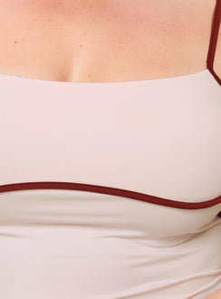 product Princess Polly Maidenwell Contrast Top Pink Curve Sleeveless Square Neck 