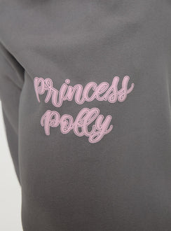 product Princess Polly Princess Polly Track Pants Puff Text Charcoal Curve 