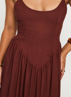 Palisades Tie Up Maxi Dress Brown