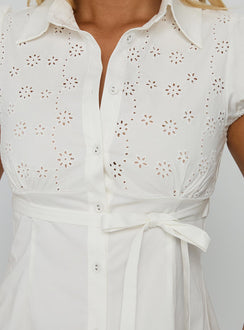 Kavira Tie Bust Short Sleeve Shirt White