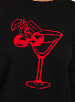Like A Charm Knit Sweater Black / Red