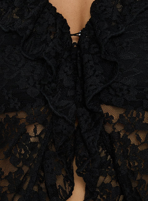 Long Nights Long Sleeve Lace Maxi Dress Noir
