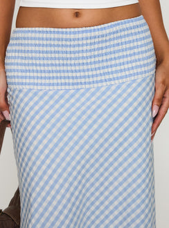 product Princess Polly Every Girl Shirred Maxi Skirt Blue Check Maxi 
