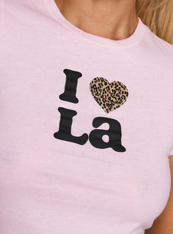 product Princess Polly I Heart La Top Pink Short Sleeves Crew Neck 