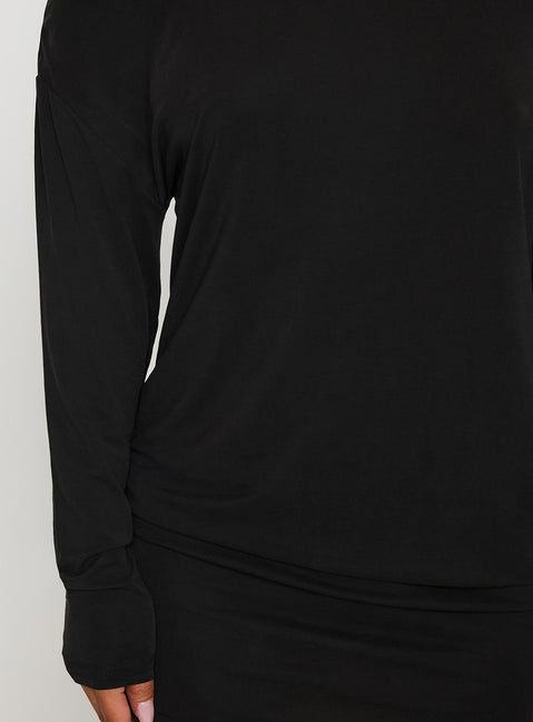 back view of model wearing Princess Polly Shelisa Mini Dress Black Asymmetric Neckline 