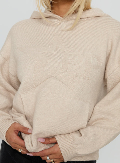 Princess Polly Knit Hoodie Beige