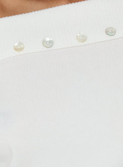 Kloud Off Shoulder Foldover Sweater White