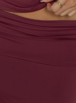 Liorah Foldover Waist Maxi Skirt Red