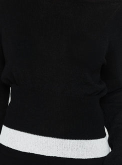 Dresano Wide Neck Knit Sweater Black / White