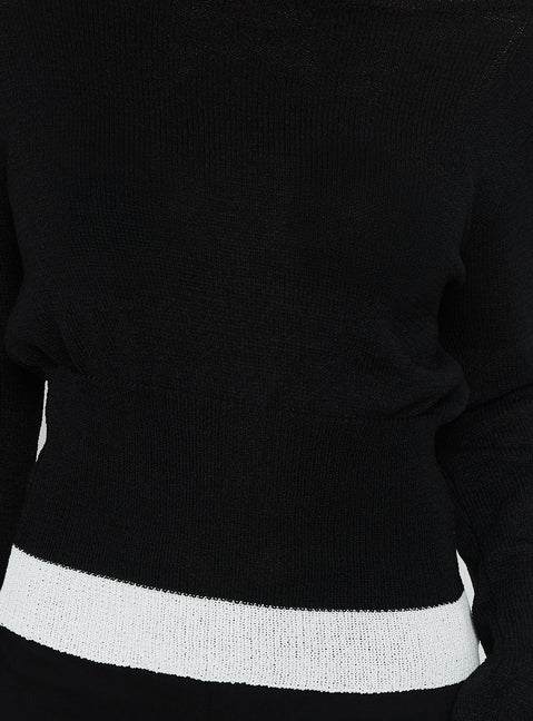 Dresano Wide Neck Knit Sweater Black / White