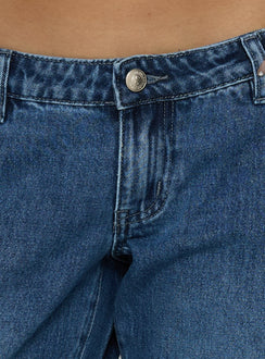 Hierarchy Low Rise 3/4 Length Jeans Mid Wash