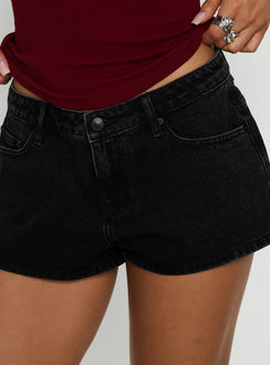 Dreamful Low Rise Mini Denim Shorts Washed Black Tall