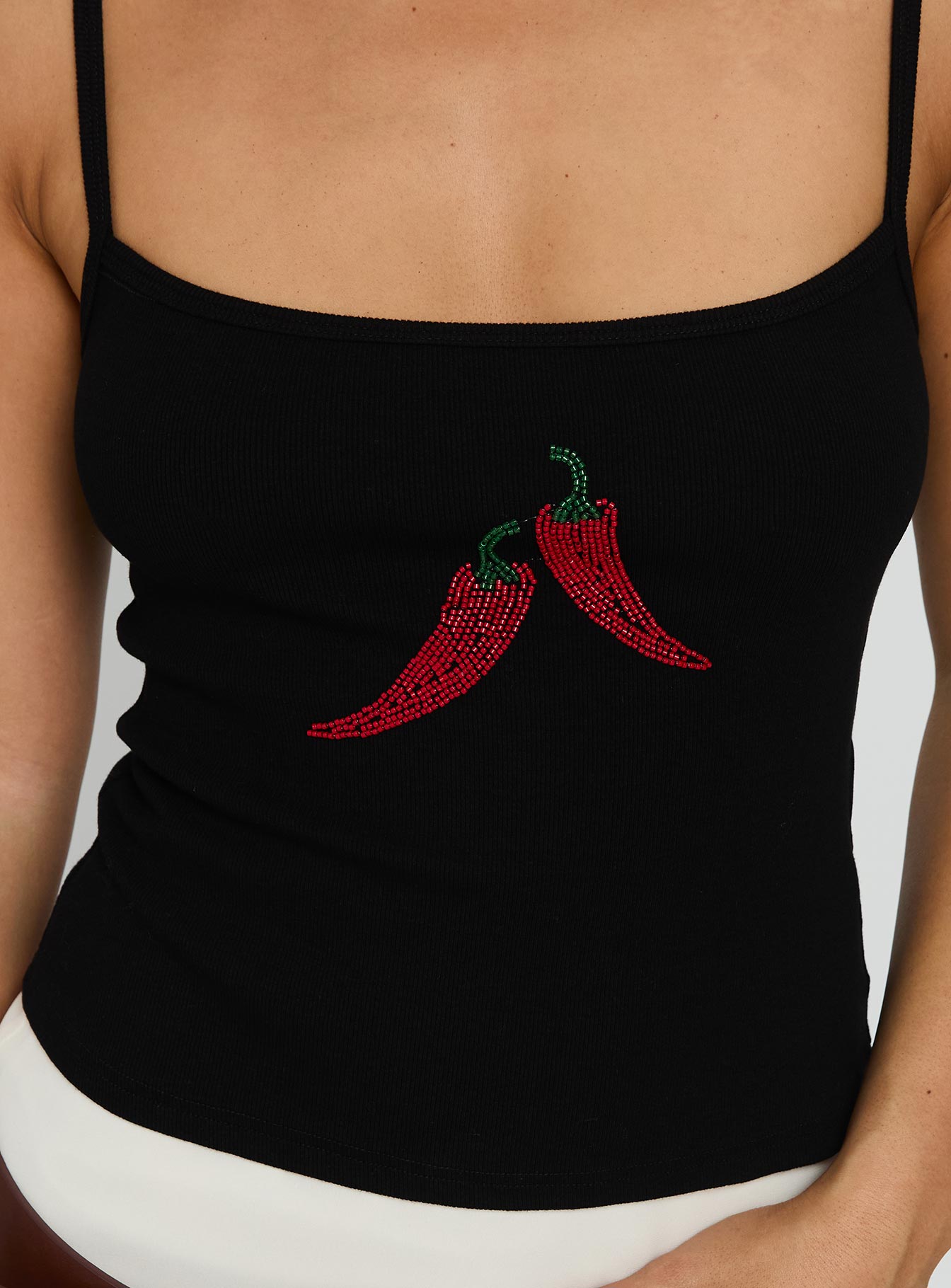 Sweetscape Bead Detail Cami Top Chilli / Black