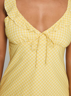Fall Back In Frill Detail Mini Dress Yellow