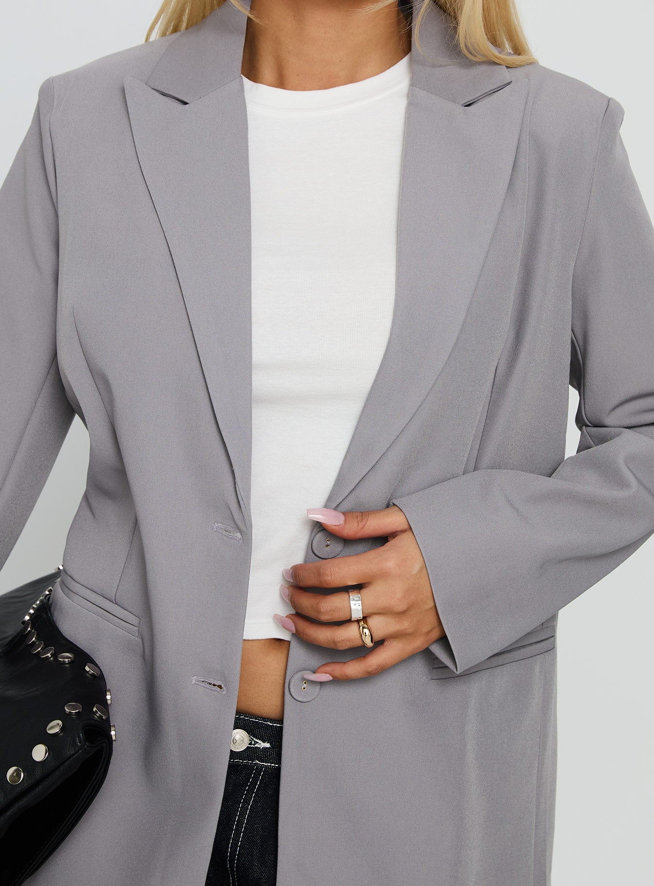 Crowd Pleaser Oversized Blazer Grey