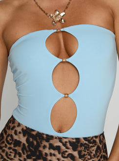 Strategy Cut Out Strapless Bodysuit Blue