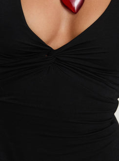 product Princess Polly Chilli Halter Top Black Sleeveless Plunger 