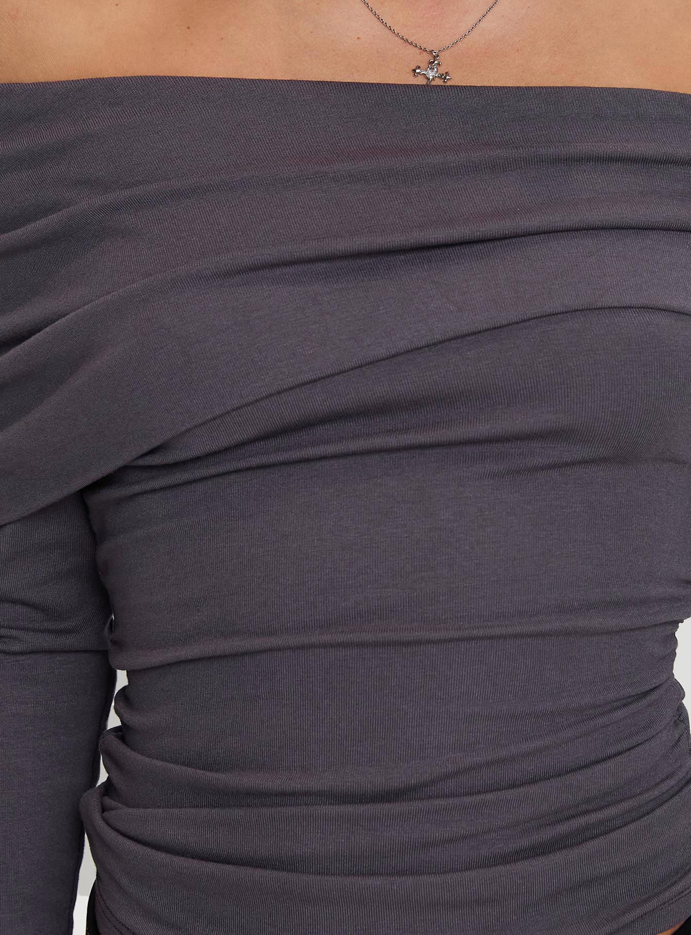 product Princess Polly Erving Long Sleeve Off Shoulder Top Slate Full Sleeves straight 