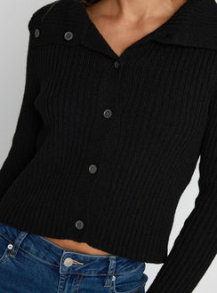 Extraordinary Collared Knit Sweater Black
