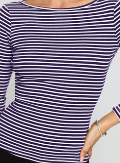 Kambri Backless Long Sleeve Top Navy / White Stripe