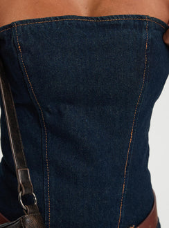 product Princess Polly In Bloom Mini Dress Indigo Straight Neck 