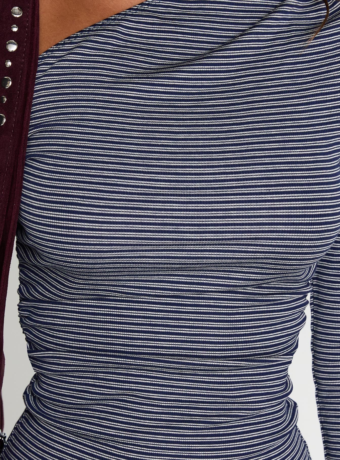 product Princess Polly Beller Long Sleeve Top Navy Stripe Full Sleeves Asymmetric Neckline 