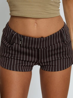 Minette Micro Shorts Brown Pinstripe