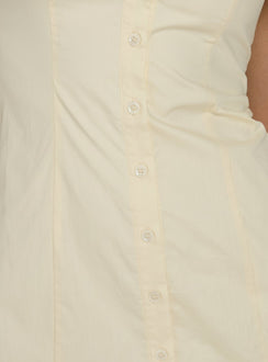 Marisella Button Down Mini Dress Butter Yellow