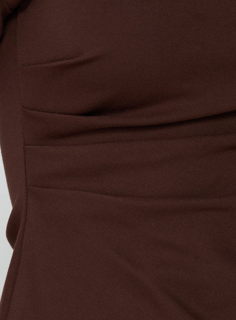 Lioxa Ruched Waist Tee Chocolate