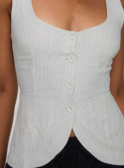 Spirito Vest Top White Thin Stripe