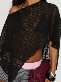 Nelida Sheer Poncho Black