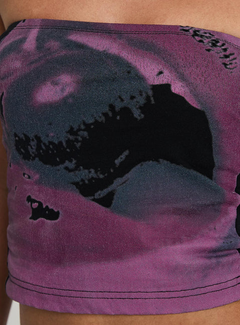 back view of model wearing Princess Polly Cherry Lips Tube Top Multi Sleeveless straight 