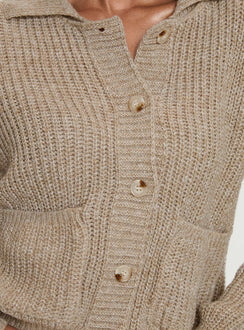product Princess Polly Darcel Button Up Knit Cardigan Mocha 