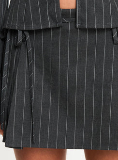 product Princess Polly Saraya Pleat Mini Skort Grey Pinstripe High Waisted Shorts 