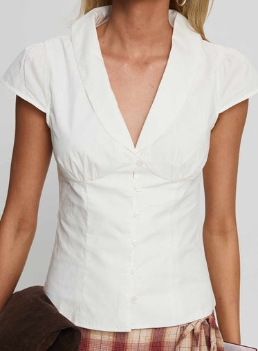 Ellis Island Collared Top White