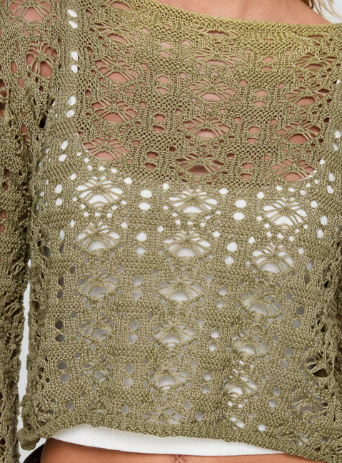 product Princess Polly Birdena Sweater Green Cropped 