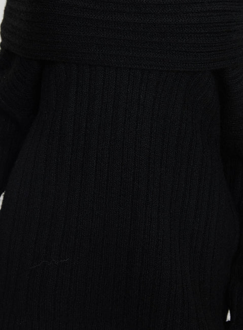 product Princess Polly Snowie Off Shoulder Knit Sweater Black Long 