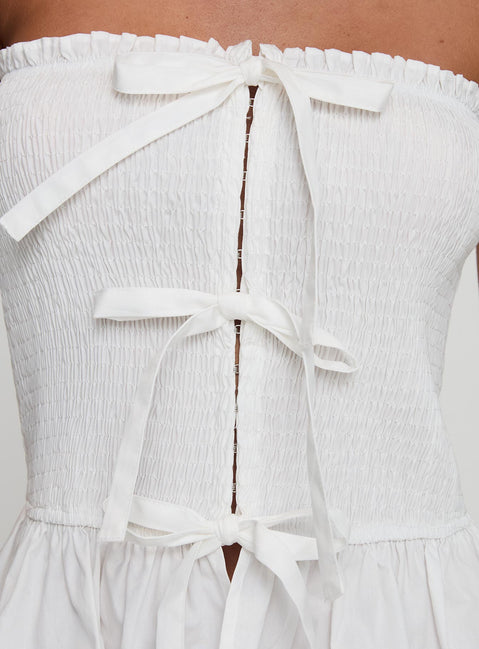 Jaymie Strapless Bow Top White