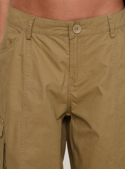 back view of model wearing Princess Polly Major General Cargo Pant Taupe Low Rise Pants 