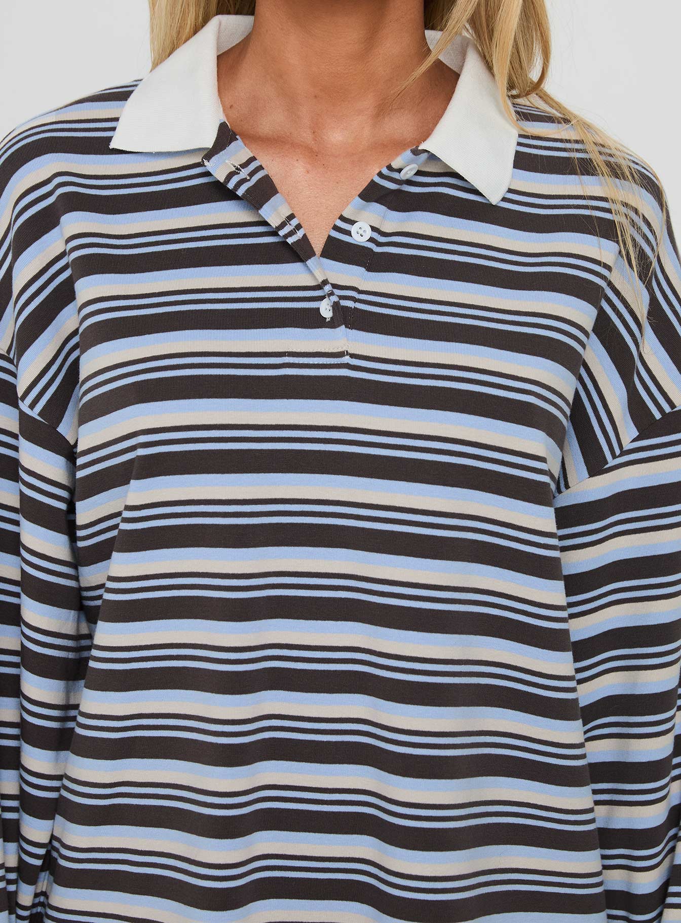 Smoke Signal Collared Jumper Blue Stripe