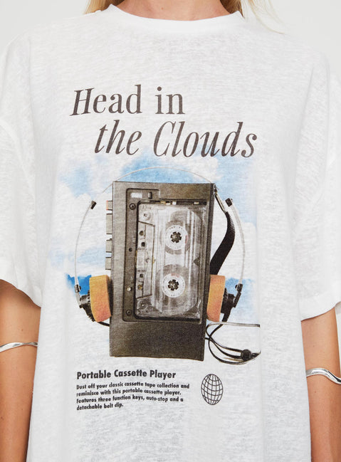 product Princess Polly Cloud Cassette Oversized Tee White Full Sleeves High Neck 
